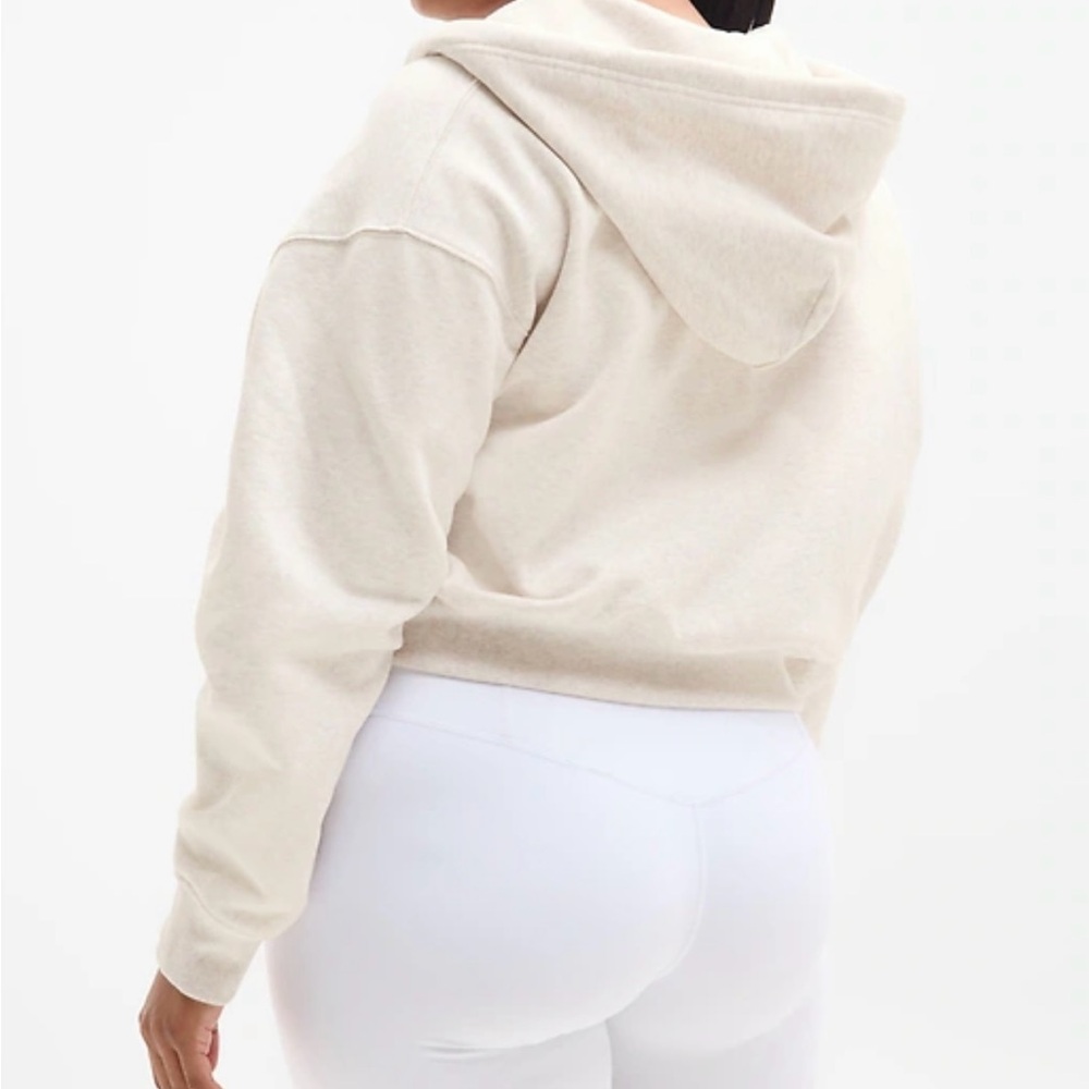 Athleta Women's forever fleece- Toasted Brown Heather - cropped zip Hoodie